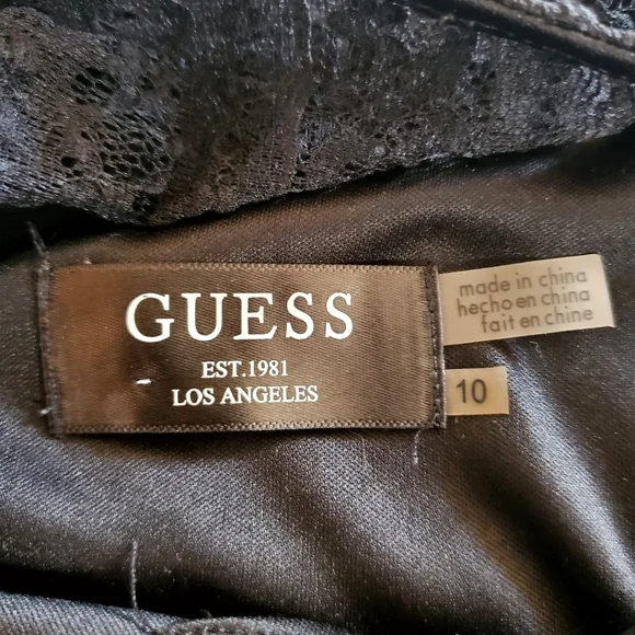 2360 * Guess Sleeveless Lace Overlay Dress Black Size 10 - Picture 3 of 8